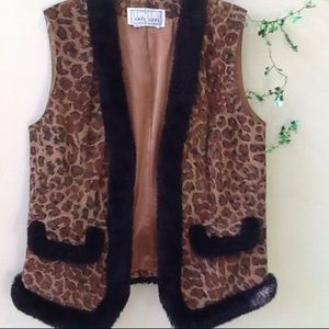 Erez Levy EL leopard vest with black fur size M